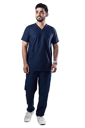 UNIFORM CRAFT Mens Scrub Suit - Ideal for Doctors, Nurses, Dentists and Healthcare Professionals (XL, OLIVE BLUE)
