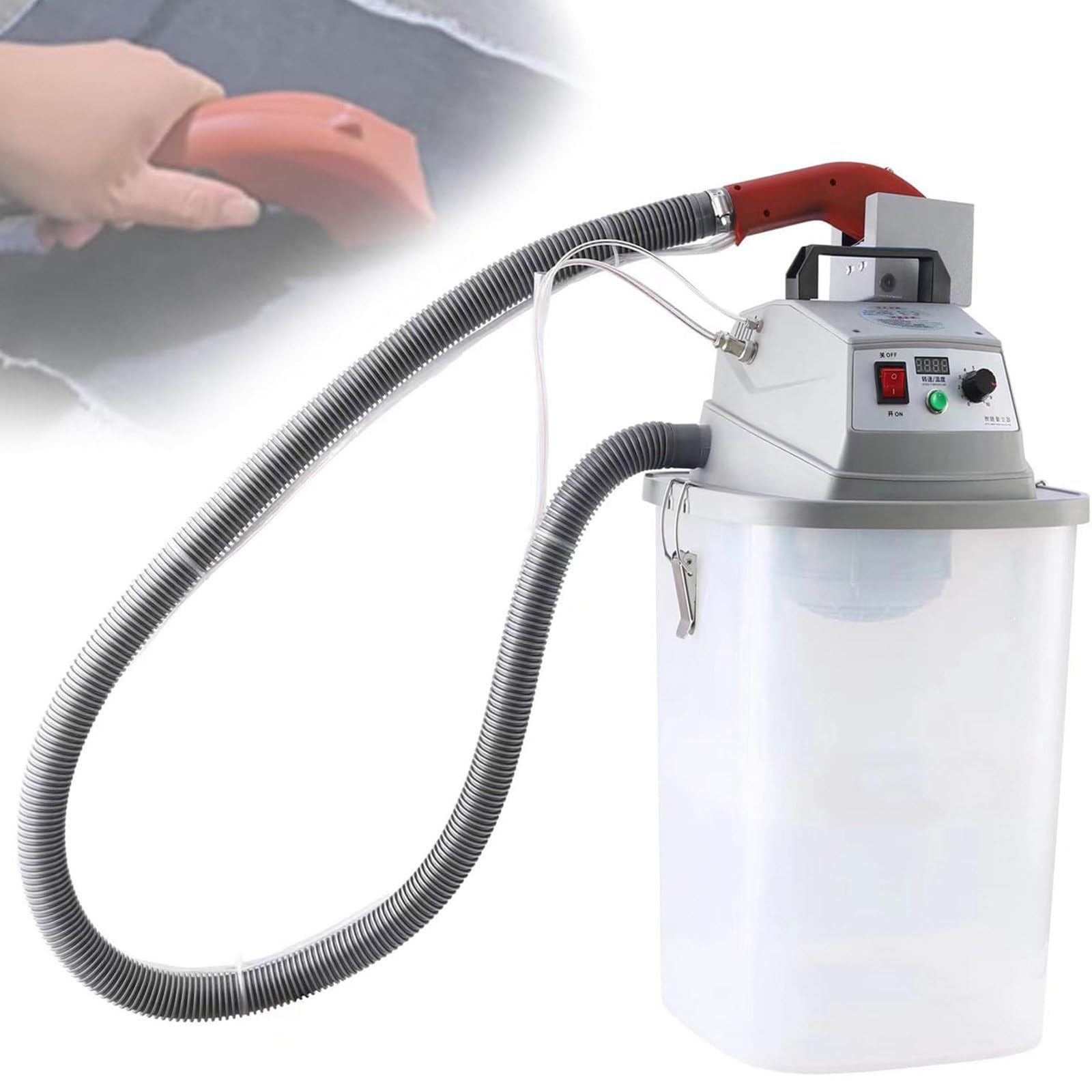 JXYQ Single-Head Thread Trimmer with 30L Storage Bucket, Real-Time Speed Display, Stepless Adjustment for Accurate Fabric Edge Cleaning, for Garment Factories and Tailors