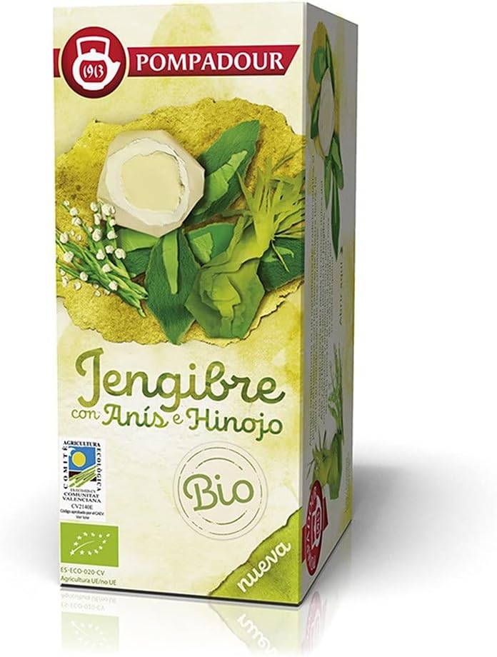 Pompadour, Jengibre com Anís e Hinojo Bio,18 Bolsitas