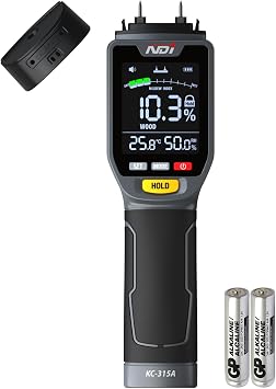 NDI 4 in 1 Pin Moisture Tester, Digital Water Tester, Wood Moisture Meter, Backlit LCD Display Automatic Alarm, Low-battery Indicator, Calibration & HOLD Button for Wood Firewood Lumber Floors