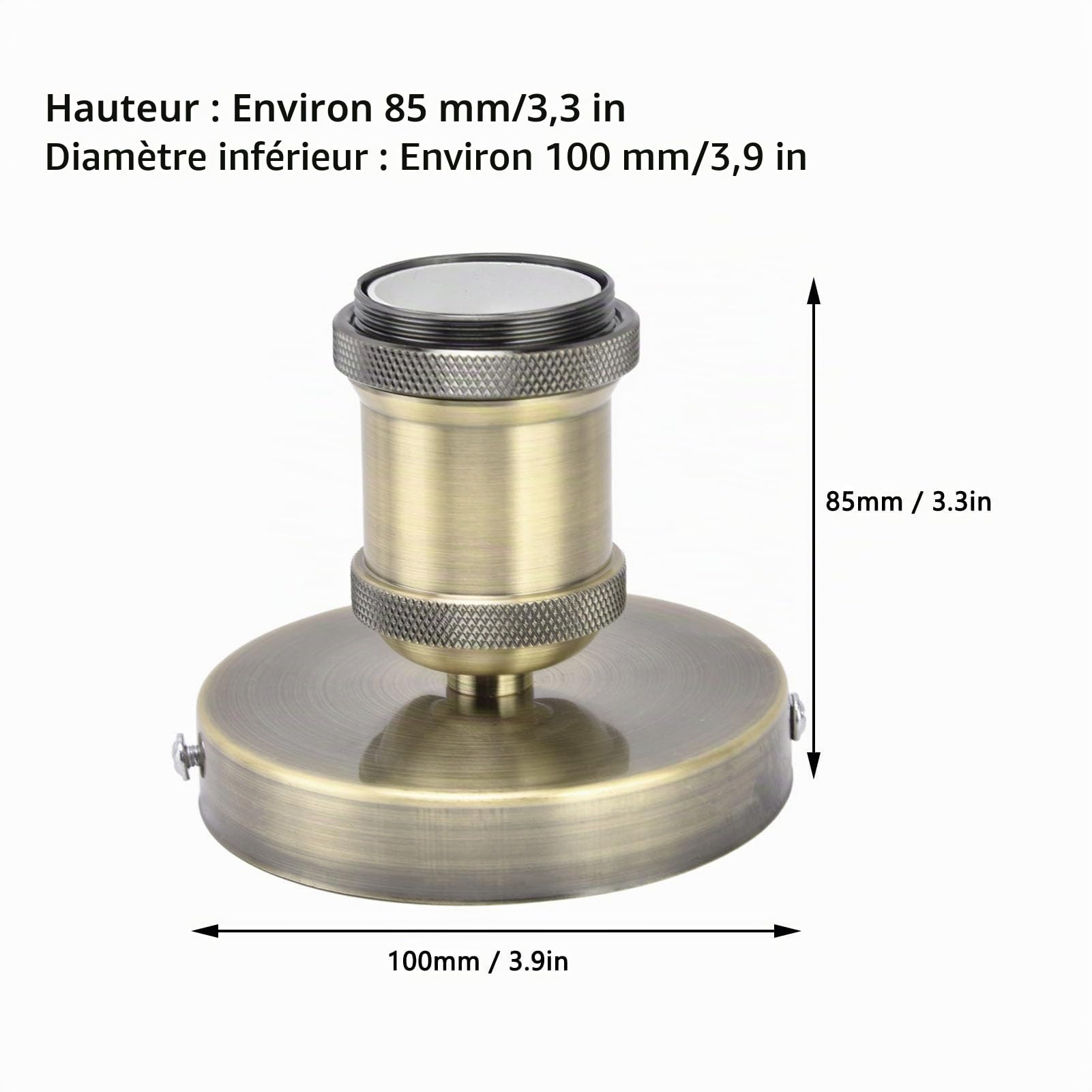 E27 E26 Douille de Plafonnier Vintage en Métal avec Accessoires pour Cuisine Chambre Salon 100-240V (Bronze)