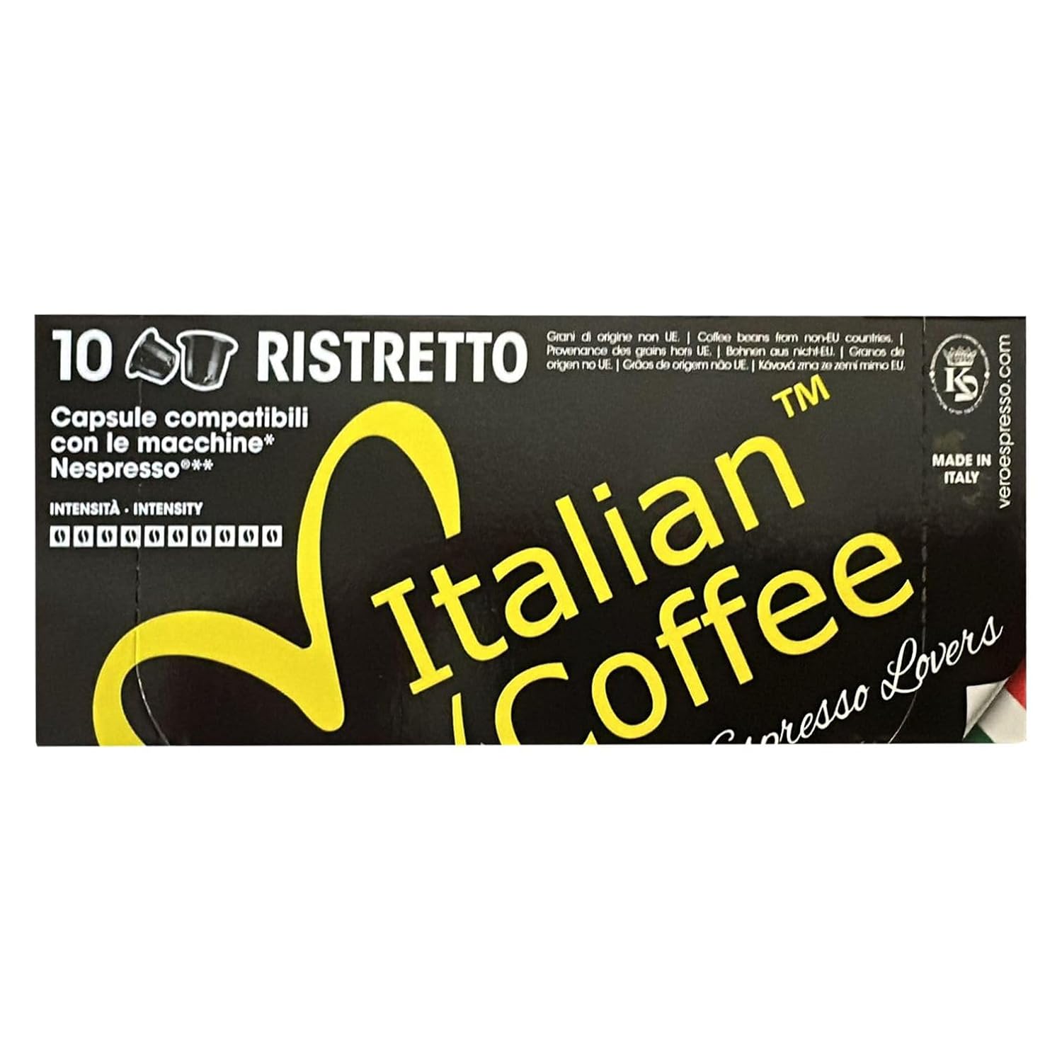 Italian Coffee for Espresso Lovers capsules compatible with Nespresso Original Line machines, Regular pods (100 Count (Pack of 1), Ristretto Regular)