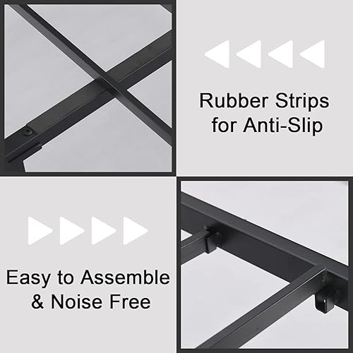 Miniatura 8 de Base de cama Queen con cabecera de madera marco de cama tamaño Queen con base de listones de acero resistente marco de cama Queen de metal no