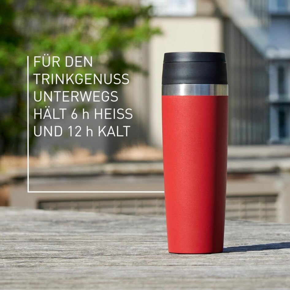 Emsa N2023750 Travel Mug Classic Isolierbecher 0,5 Liter, neuer Komfort Schraubverschluss, Pulverbeschichtung, Edelstahl, 360 Grad Trinköffnung, Rot 4
