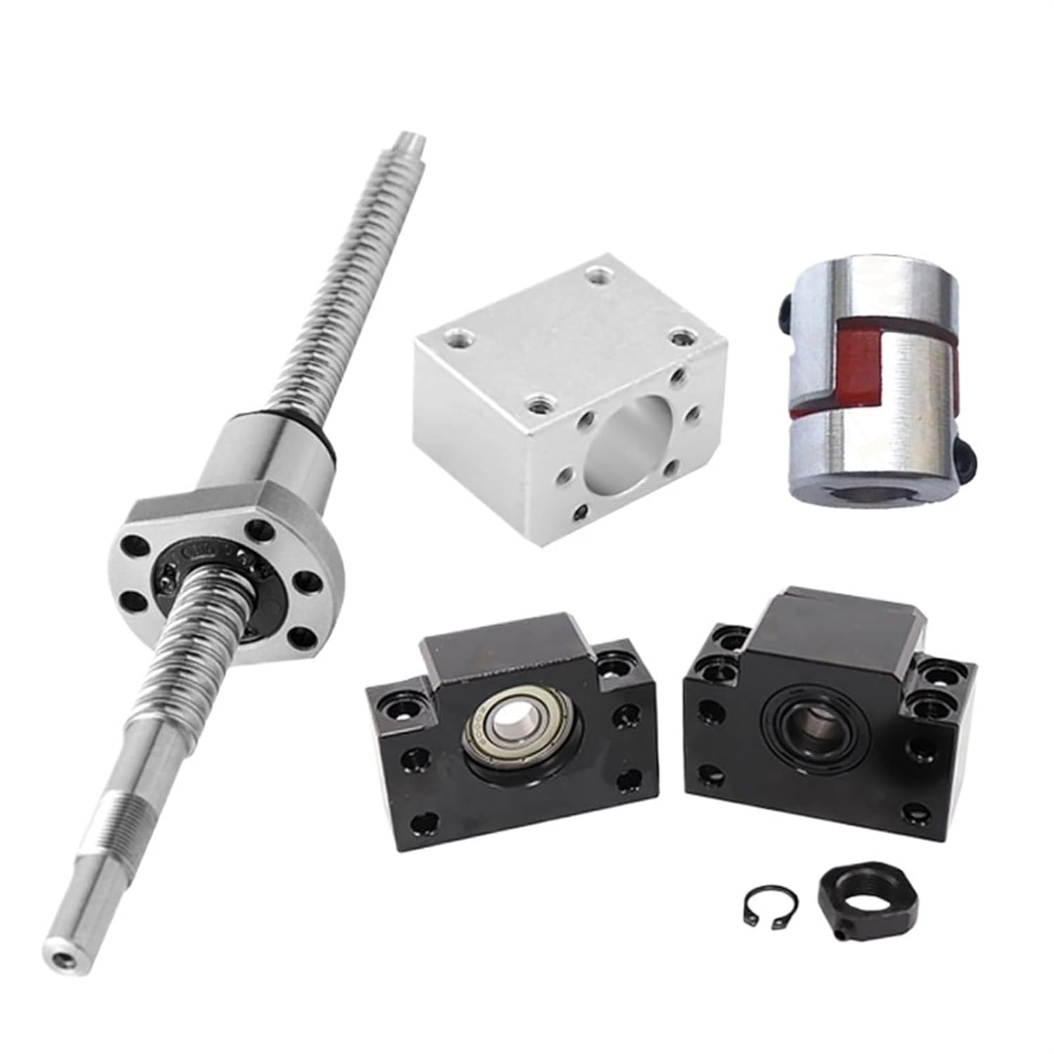 Ball Screw, Linear Guide Ball Screw SFS1210 Ball Screw with Ball Screw Silent Nut BKBF10 for Parts Processing(500mm)