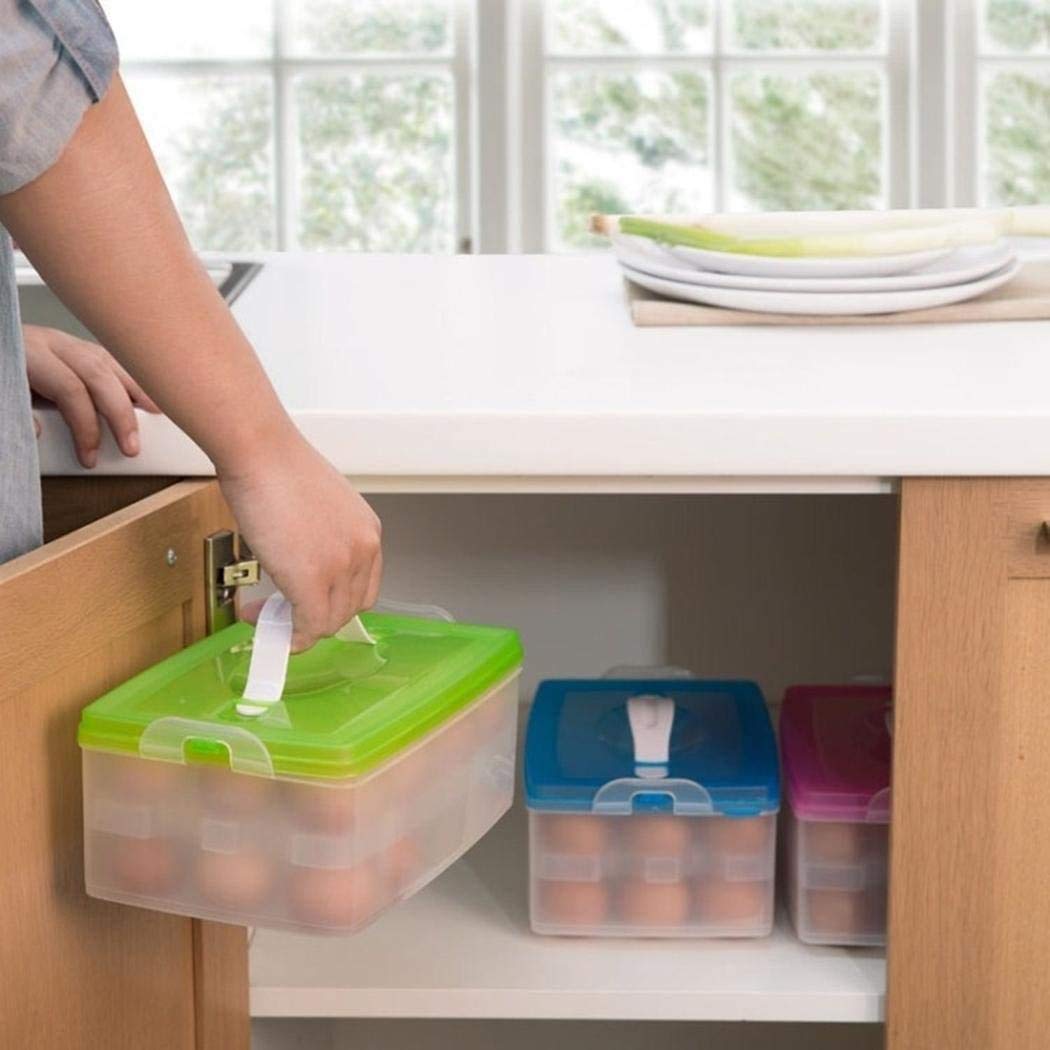 TOPHAVEN Plastic Double Layer Refrigerator 24 Eggs Storage Box Airtight Basket (Multi Color) (Pack of-02) 2