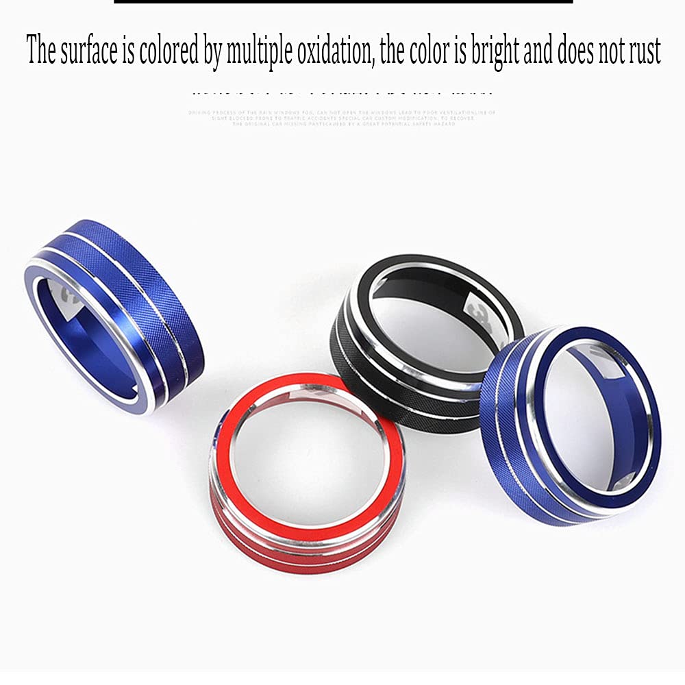 VekAuto AC Knob Rings For Toyota RAV4 2019-2023 - Blue Aluminum Alloy, 4-Piece Set