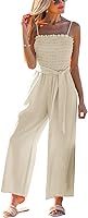 CUPSHE Women's Sleeveless Square Neck Jumpsuit Straight Leg Summer Beach Vacation Casual Outfit
