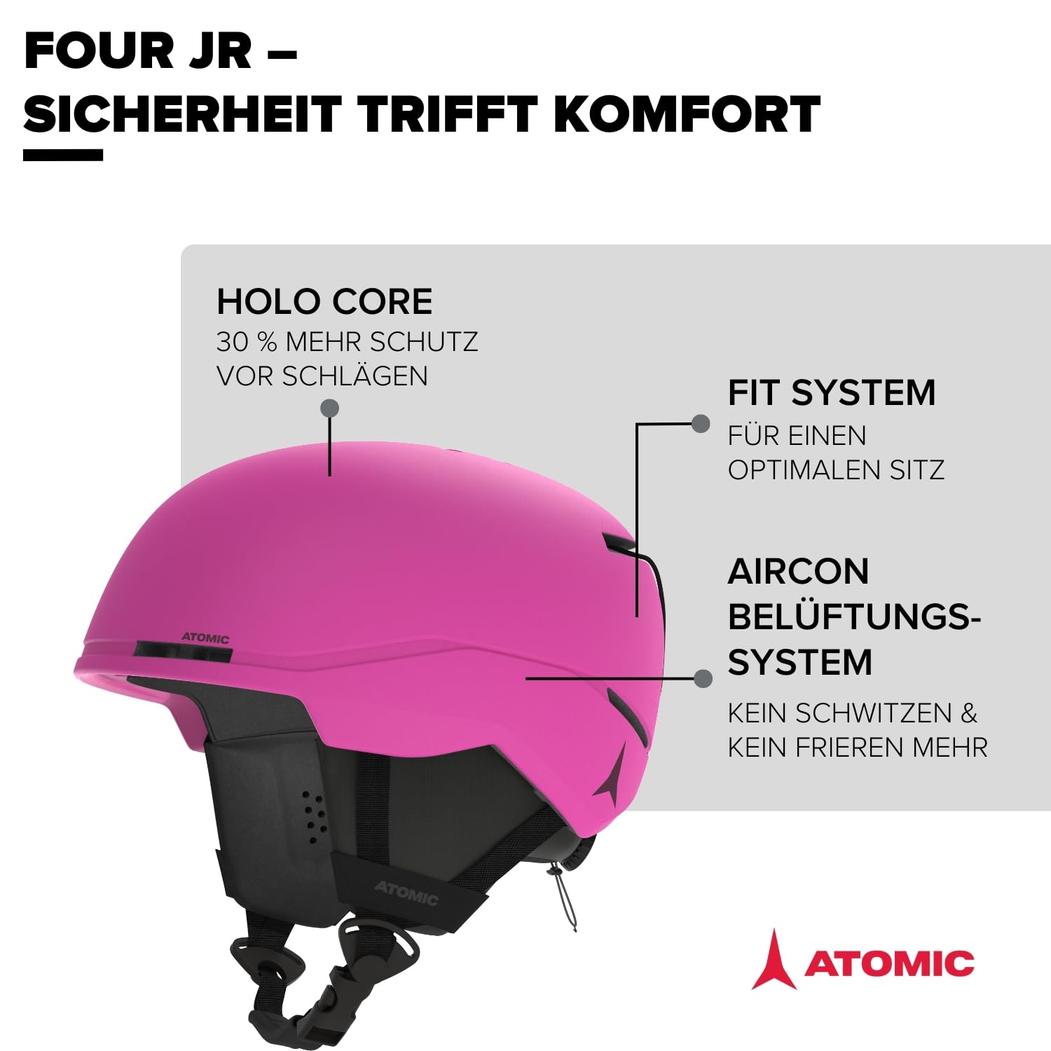 ATOMIC Four JR Snowboard- & Ski-Helm für Kinder & Jugendliche - Präzises Ear-Fit-System & Aircon Belüftungssystem - Holo Core für maximale Stoßdämpfung