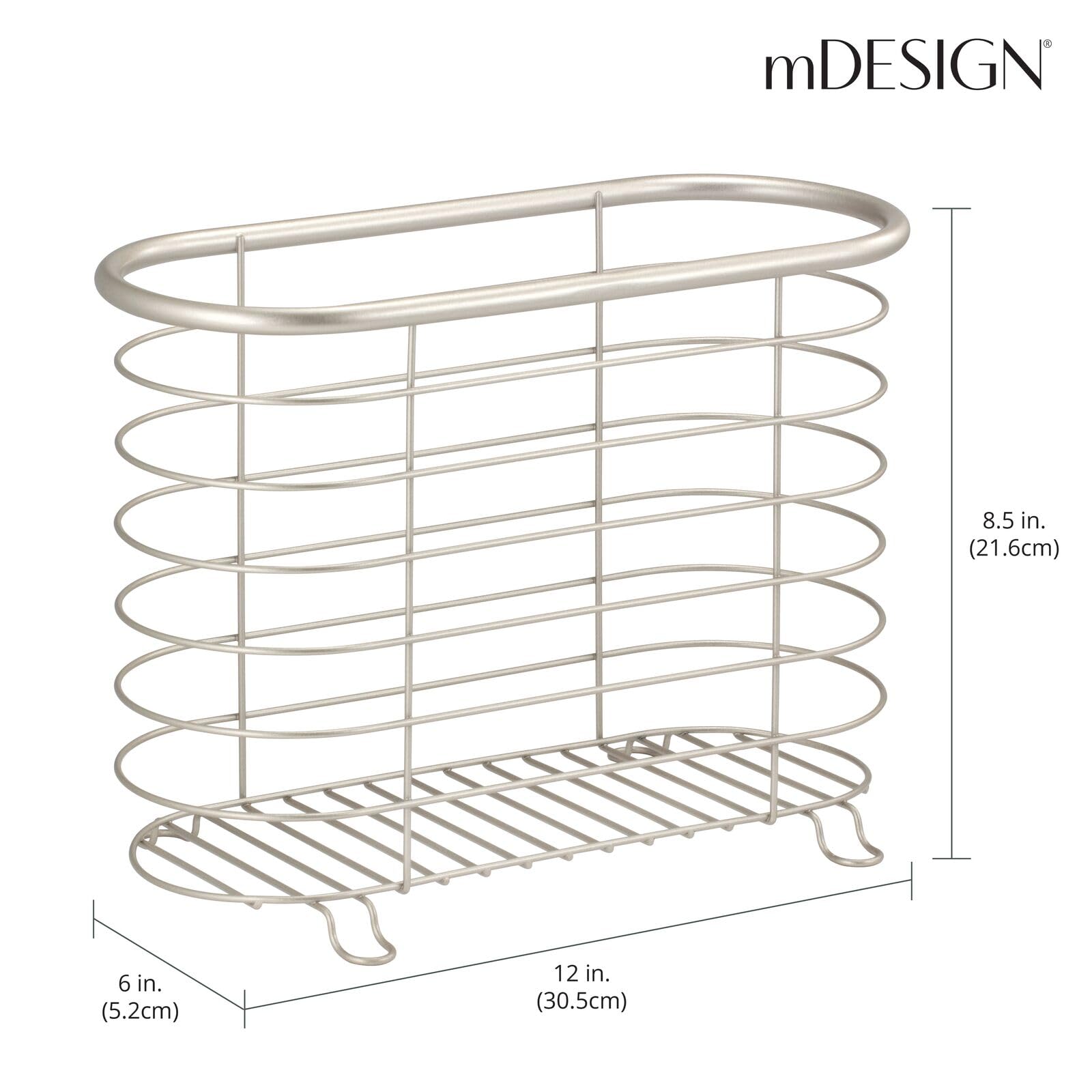 mDesign Zeitungshalter zum Aufstellen – schöner Zeitschriftensammler aus Metall für Badezimmer, Küche oder Büro – auch für Bücher, Tabletts etc. geeignet – Farbe: Chrom