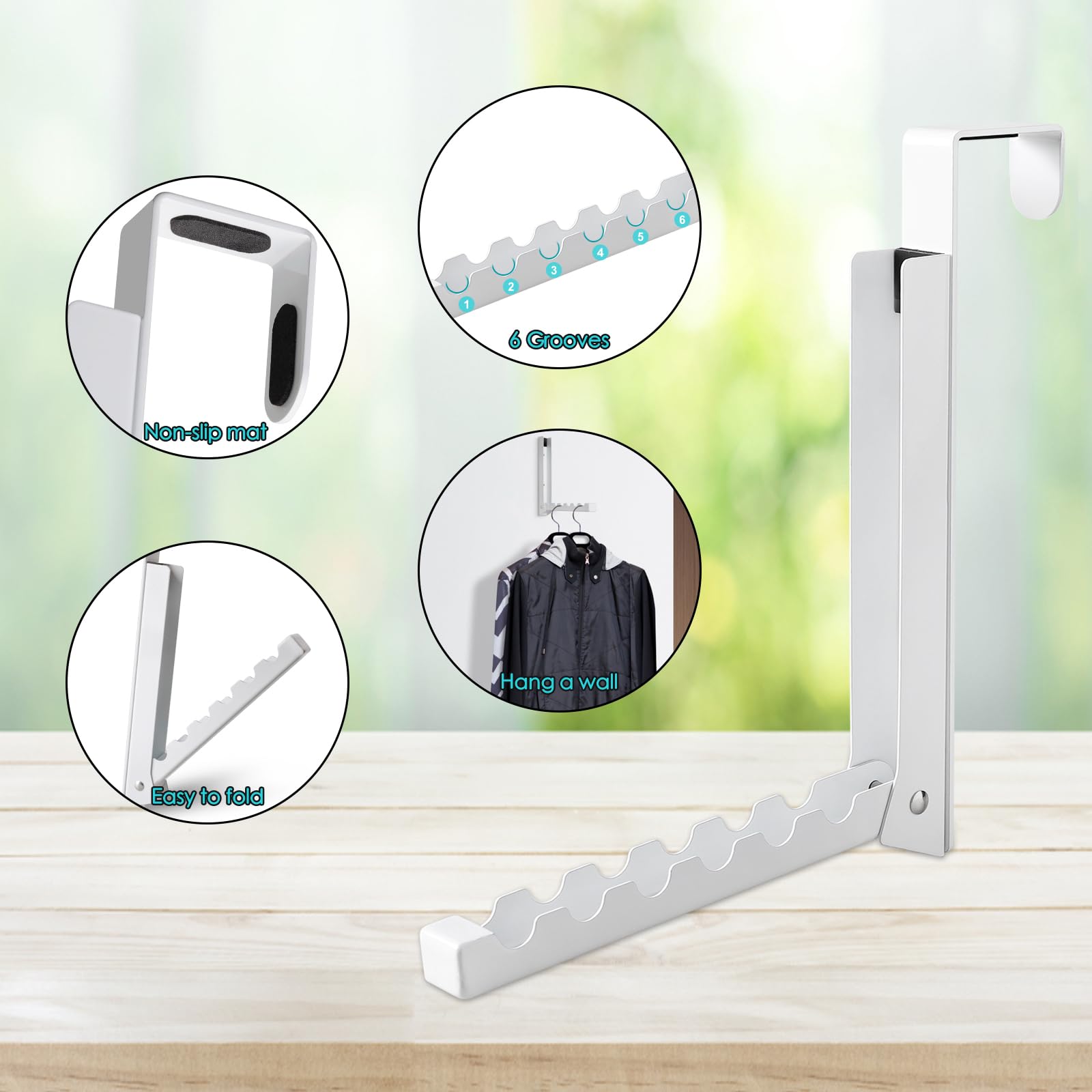 VIAV Design Foldable Over The Door Hooks Hanger Drying Laundry Hooks for Hanging Clothes-Universal Fit for Bedroom,Closet - Image 3