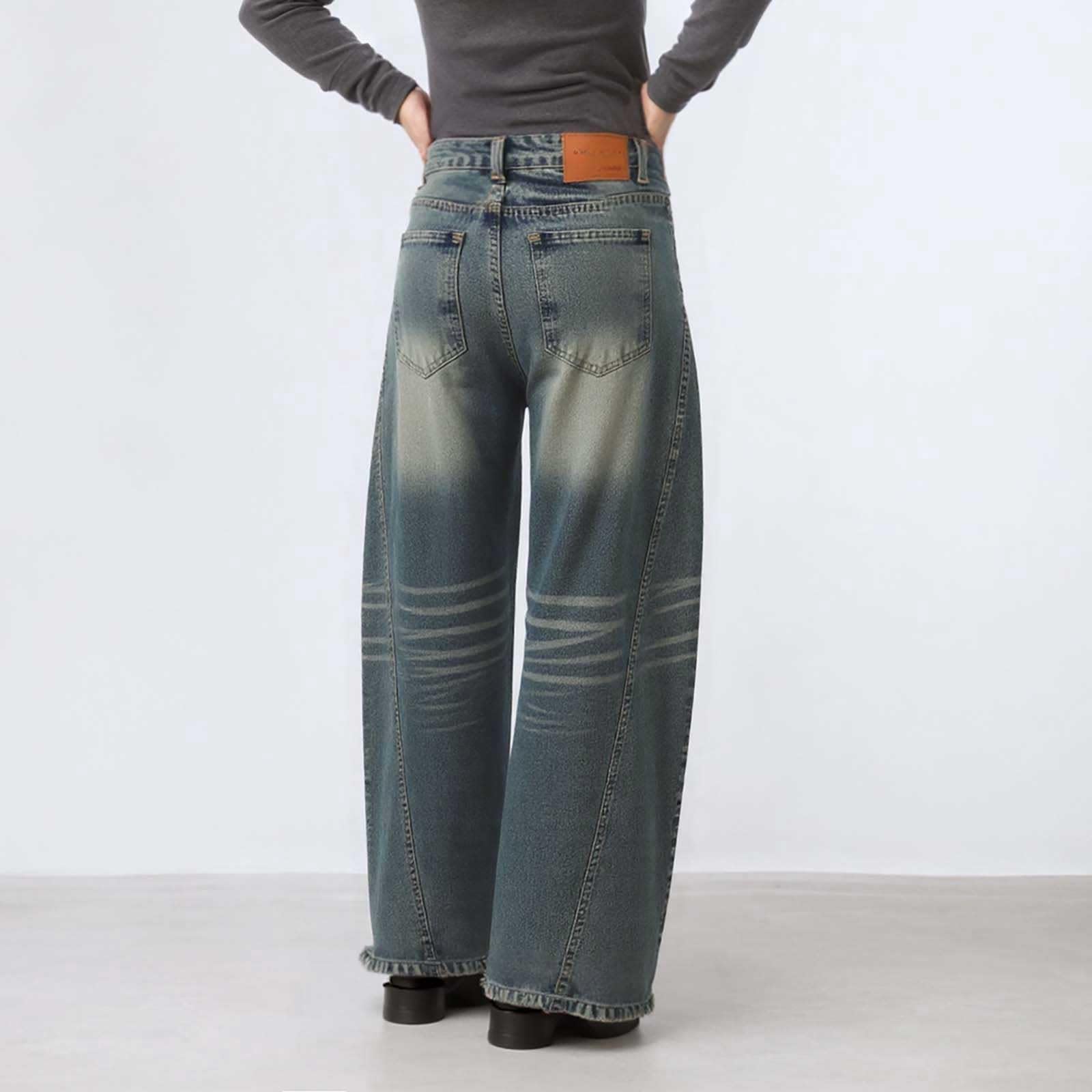Jeans Damen Jeanshose Weite Streetwear Straight Fit Baggy Freizeit Loose Flared Weites Bein Wide Leg Klassisch 80Er Jahre Denim