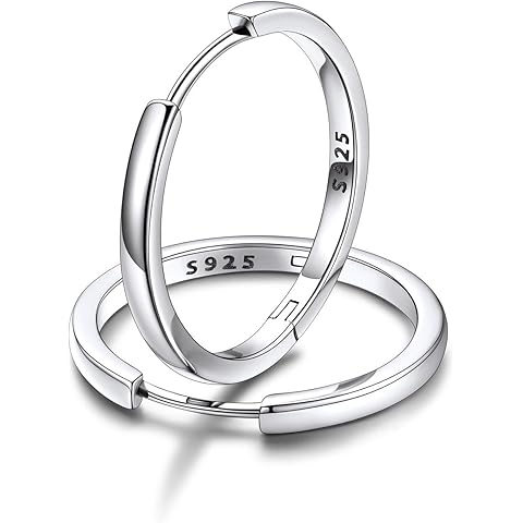 FaithHeart Sterling Silver Hoop Earrings for Women, Hypoallergenic Huggie Hoop Earrings Lightweight Small Cartilage Earrings Hoop Earring Dainty Everyday Earrings 6/8/10/12/14/15/16/18/20mm