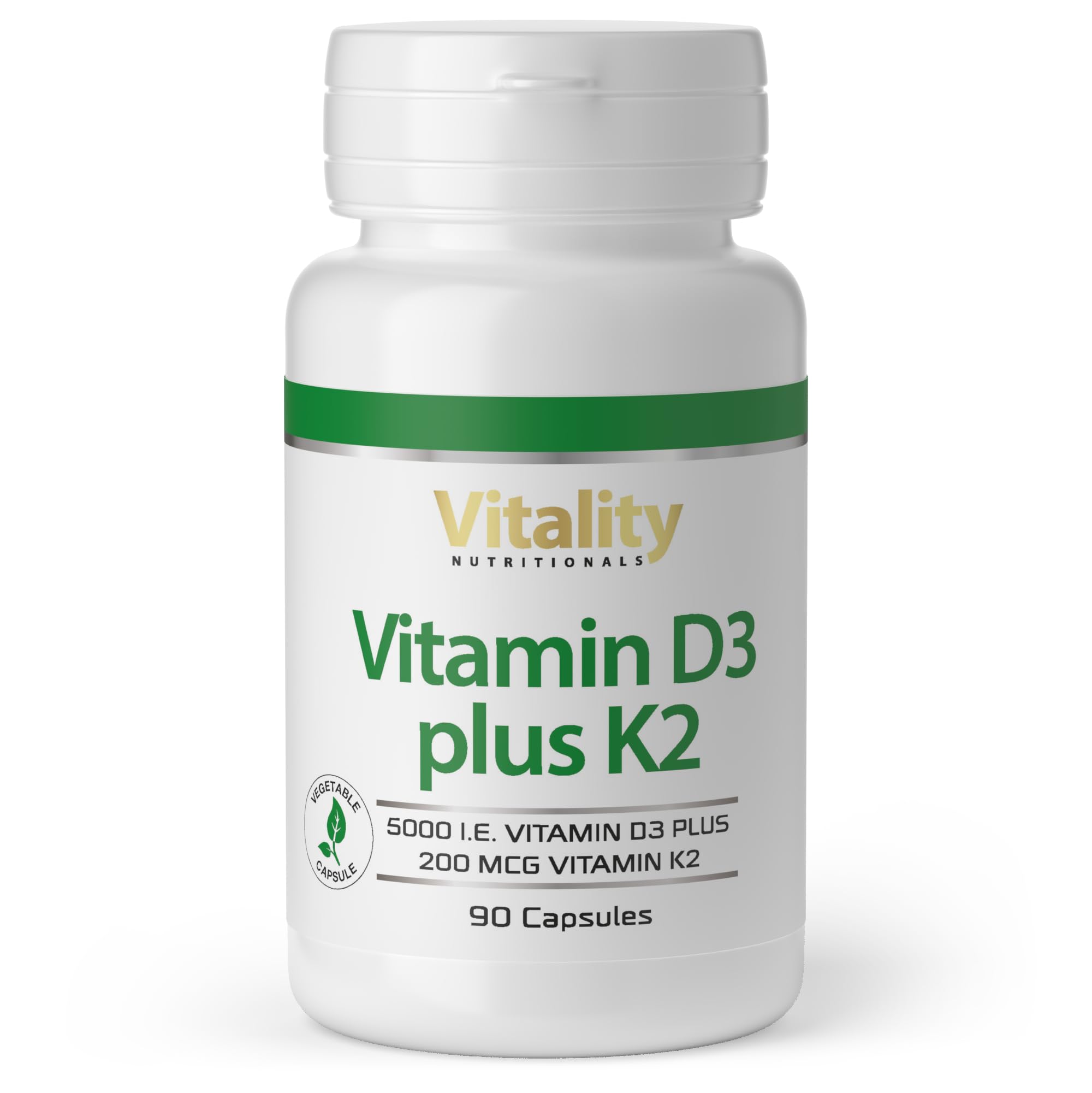 Vitamin D3 K2 Hochdosiert Vitamin D 5000 IE & K2 200 mcg Premium All Trans MK7. 90 Mini-Kapseln Hochdosiert. hohe Bioverfügbarkeit, frei von Zusatzstoffen. Vitality Nutritionals by VitaminExpress