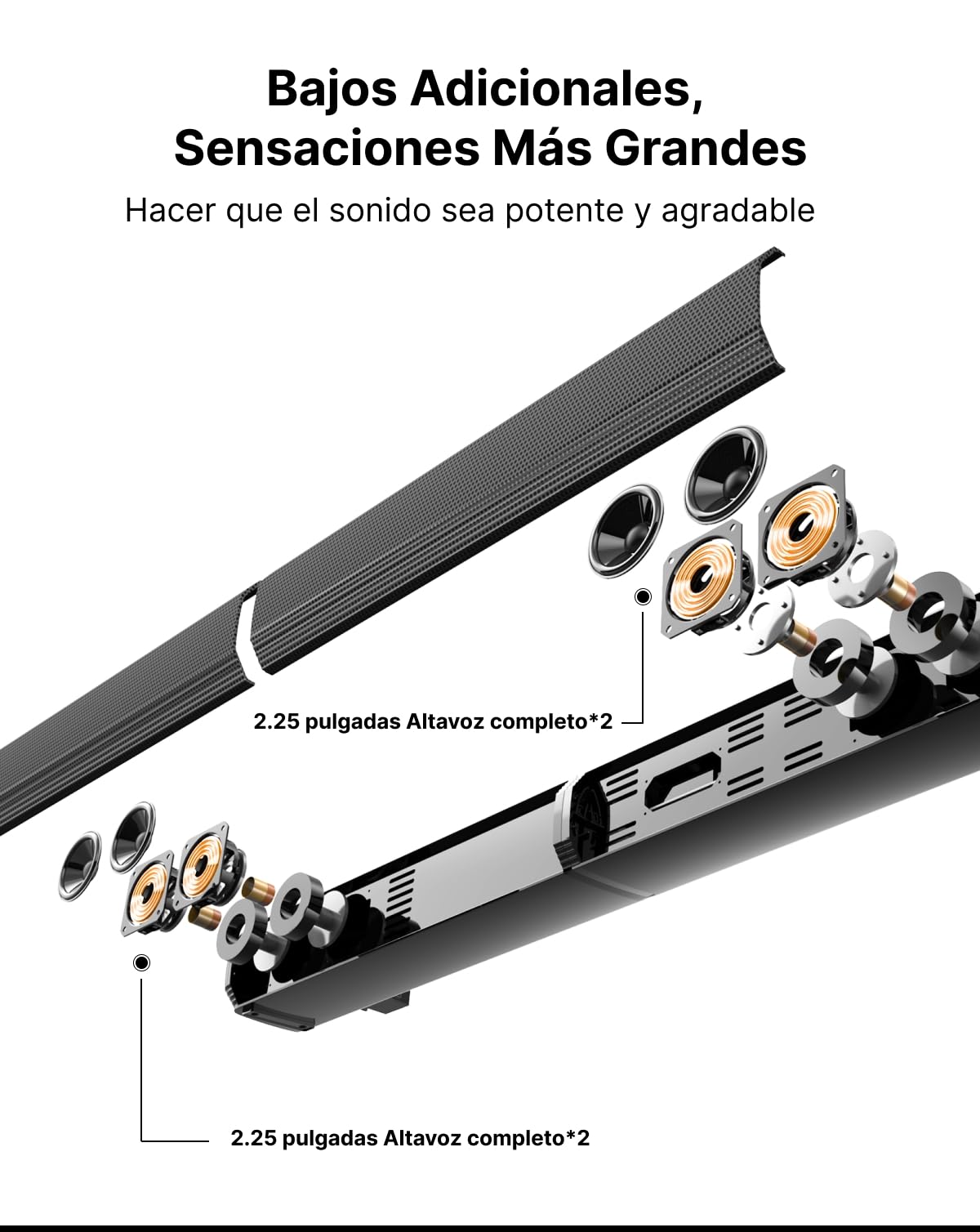 ULTIMEA 4.1ch Barra de Sonido TV Dolby Atmos, 2 en 1 Soundbar Bluetooth 5.3 con Subwoofer, Potencia 280W, 3 Modos EQ Barras de Sonido para TV, Aumento Graves, HDMI in/eARC, Serie Apollo S60