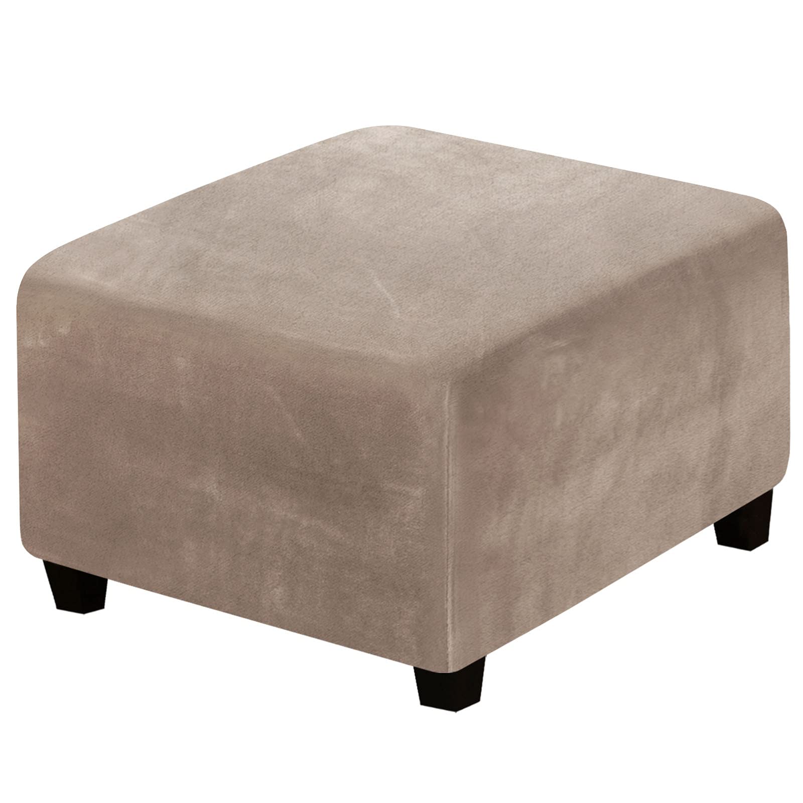 LiveGo Ottoman Cover, Footstool Cover, Ottoman Slipcovers Rectangle,Velvet Chair Cover Protector for Living Room Soft Touch Elastic Detachable Stool Cover Slipcovers (Brown-2, Medium) โ image 1
