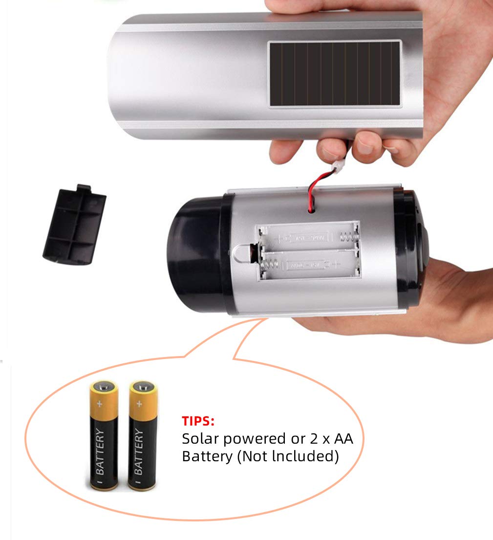 Dummy cámara de Seguridad, Sistema de vigilancia CCTV Falso, con Luces Intermitentes Rojas realistas y Adhesivo de Advertencia para Interior y Exterior (1, Negro)