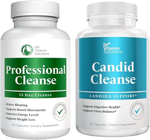DR VITAMIN SOLUTIONS Suplemento de limpieza intestinal Candida de apoyo intestinal de 15 días para hombres y mujeres