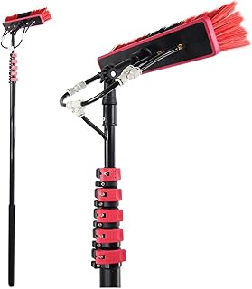 Carivia 24ft Water Fed Pole Kit,Window Cleaning Poles,Water Fed Cleaning Brush,Aluminum Outdoor Window Cleaner,Extendable Telescopic Pole Water Fed Brush Spray Washer for Window Glass/Solar Panel