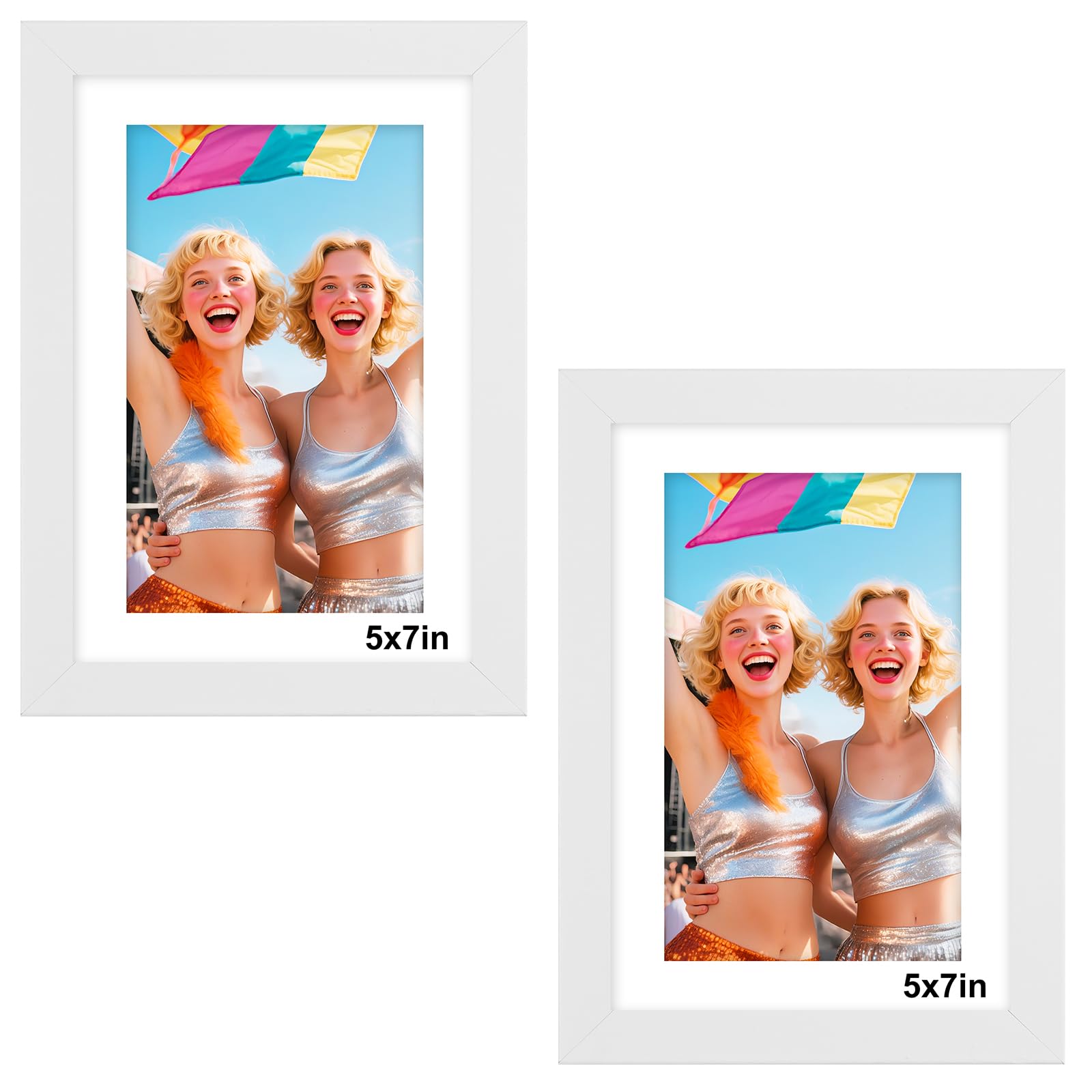 7x5 Photo Frame White - 2 Pack 5x7 Picture Frames with Mount, Photo Frames 7x5 Picture Frame for Wall Mount & Desktop