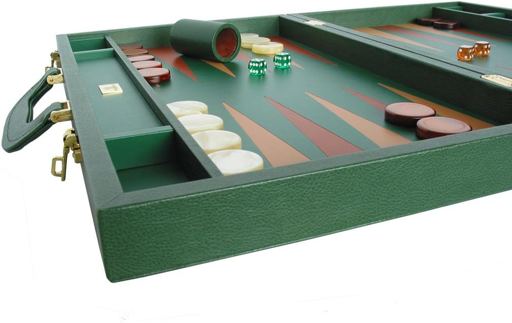 Genuine Dollaro Leather Backgammon Set - Made in Italy - Large 23"