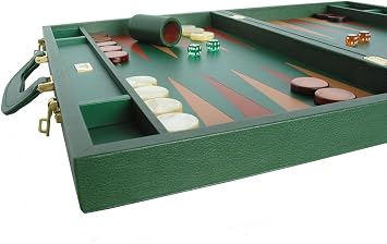 Genuine Dollaro Leather Backgammon Set - Made in Italy - Large 23