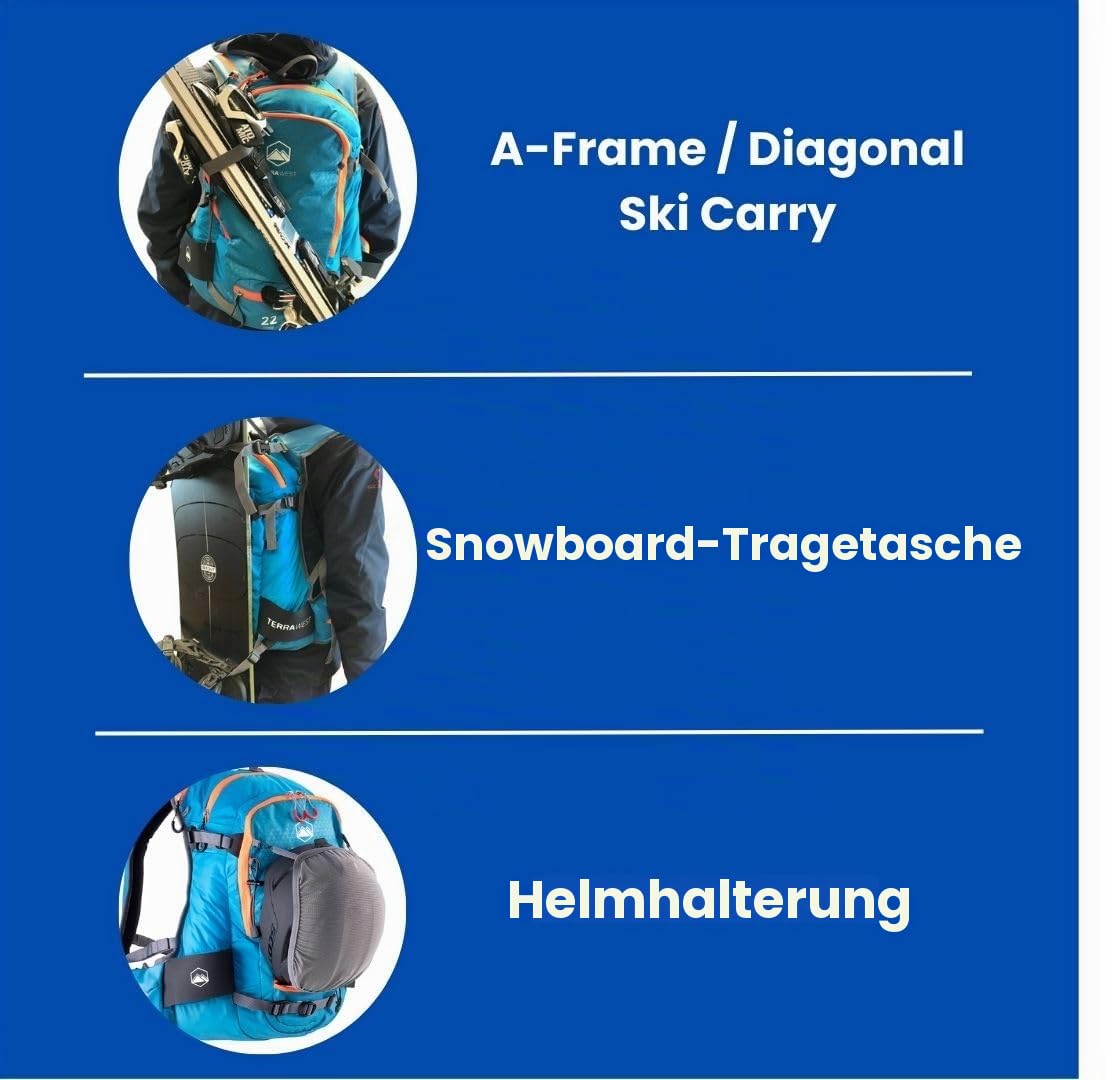 Core Lawinen-Set, Ski-Rucksack inklusive Recco & abnehmbarem Rückenprotektor, Trinkblase, Core Plus Schaufel, Core 240 cm Schnellverschluss-Sonde, Backcountry Skifahren, Snowboarden