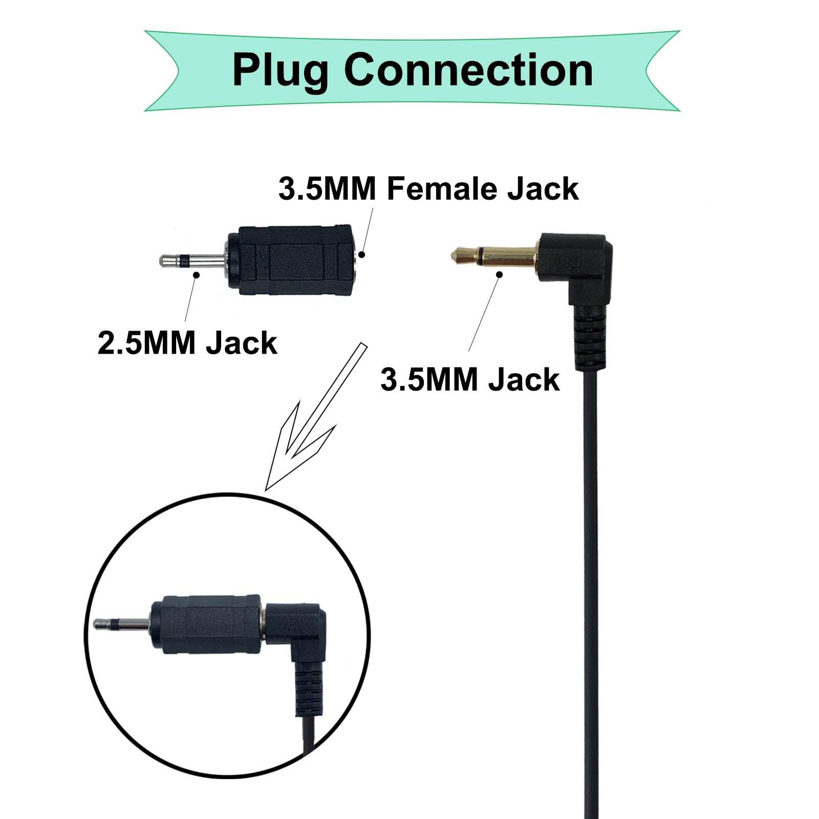Mikrofon samochodowy 3,5 mm z adapterem 2,5 mm, uniwersalny do Sony Pioneer Kenwood Alpine JVC, zestaw głośnomówiący, zewnętrzny mikrofon do jednostki głównej pojazdu, stereo, odtwarzacza CD
