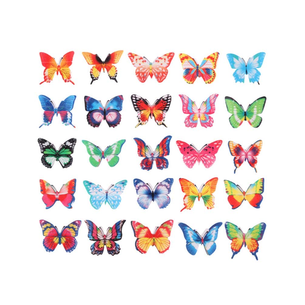 Toyvian 100pcs Edible Butterfly Cupcake Toppers Rice Paper Cake Topper Food Cake Decoration for Wedding Birthday Random