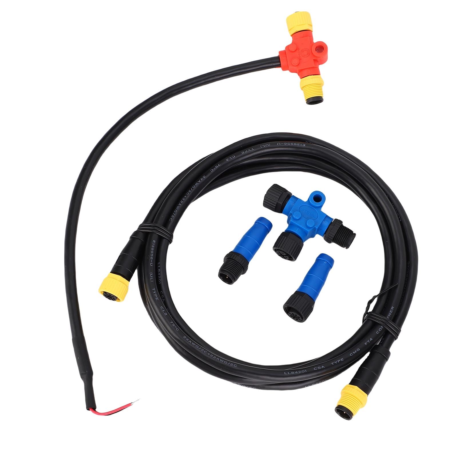 Kit de Inicio NMEA 2000 Cables Troncales Impermeables de Grado Marino Cables de Acometida Conectores en T Terminadores para Dispositivos Lowrance Electrónica Marina de