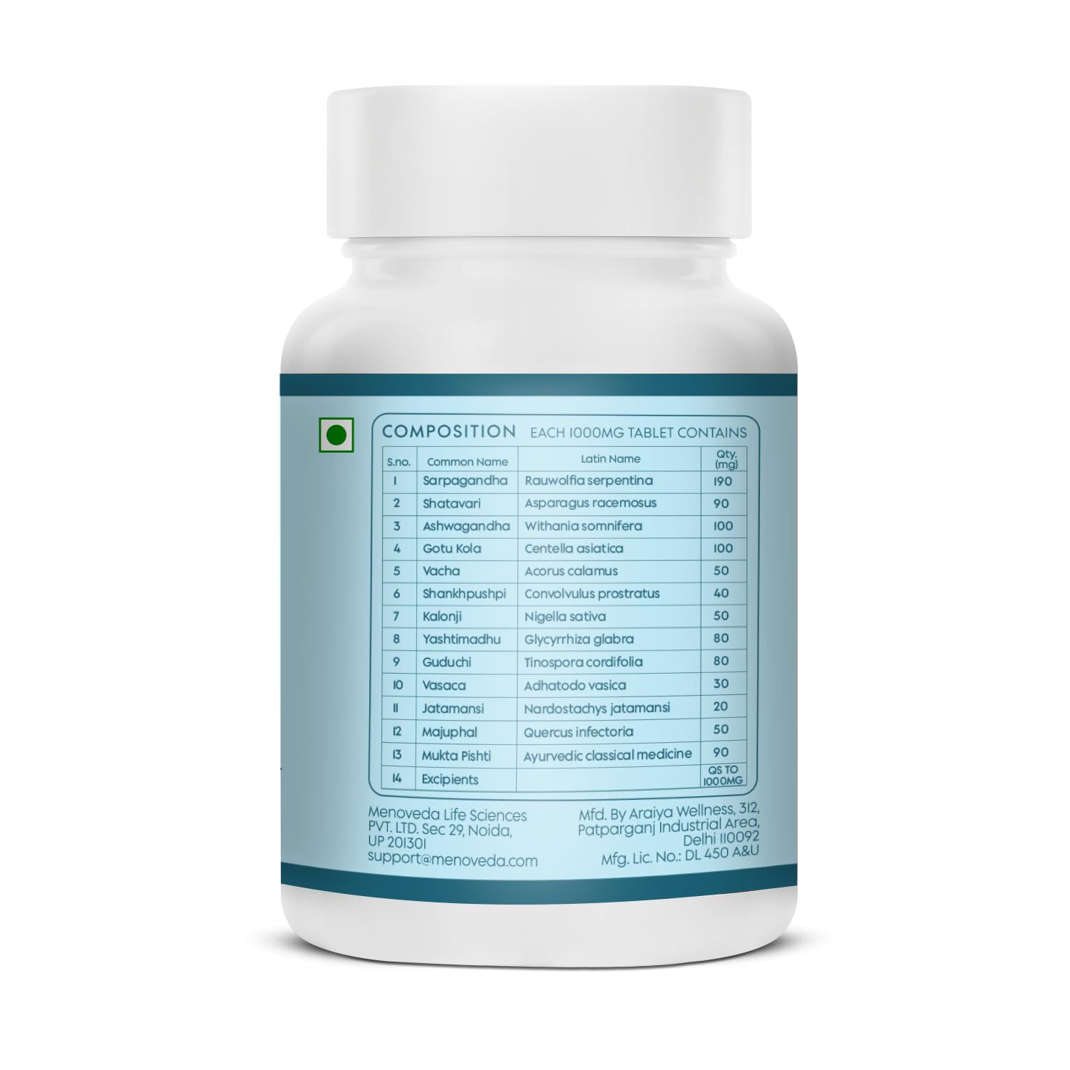 Menoveda Ákira Ayurvedic PCOS Supplement for Women with 12+ Herbs | Supports Hormonal Balance & Menstrual Comfort | With Shatavari, Ashwagandha, Gotu Kola, Yashtimadhu & Guduchi | 60 Tablets