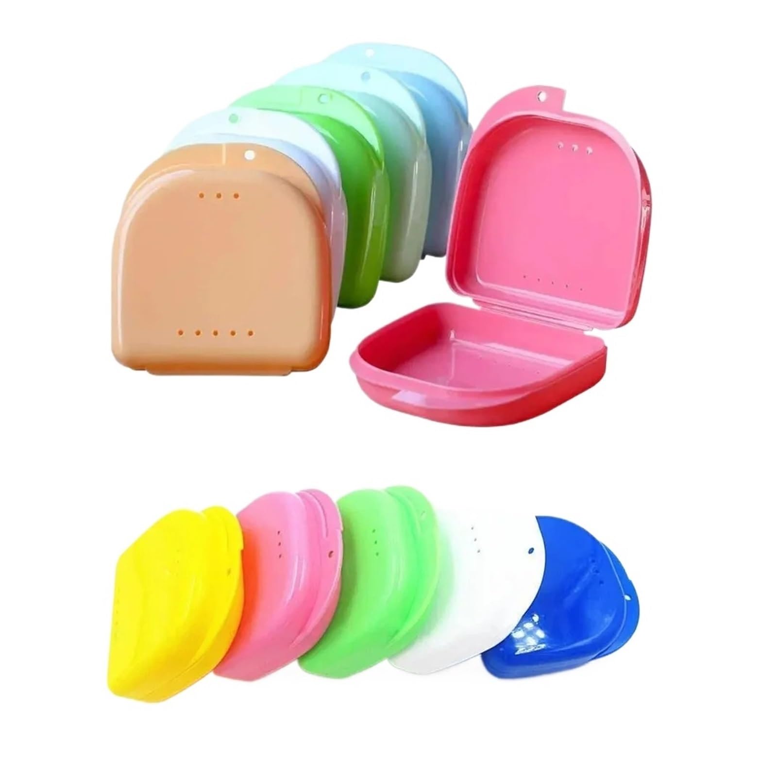 Étui pour prothèse dentaire Boîte de rangement for prothèses dentaires (lot 50) - Étui en plastique for appareils et contention orthodontiques(Yellow 50pcs)