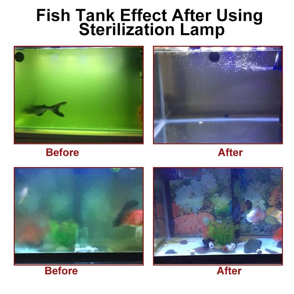Pssopp Acuario Esterilizador UV Luz Agua Lámpara Limpia Sumergible Luz UV Algas Bacterias Matar Lámpara para Limpiar Acuarios Pecera Piscinas de Peces pecera(11W)
