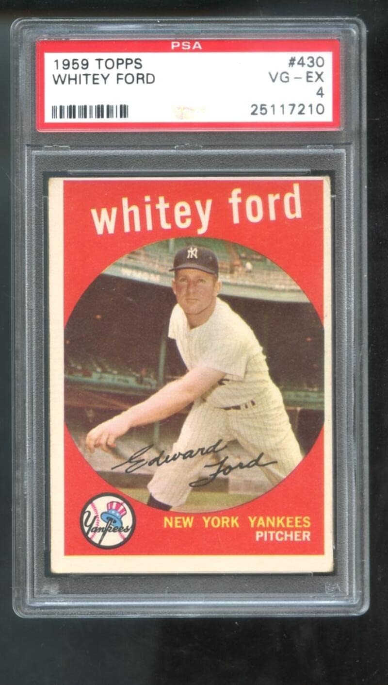 1959 Topps #430 Whitey Ford PSA 4 Graded Baseball Card MLB New York Yankees