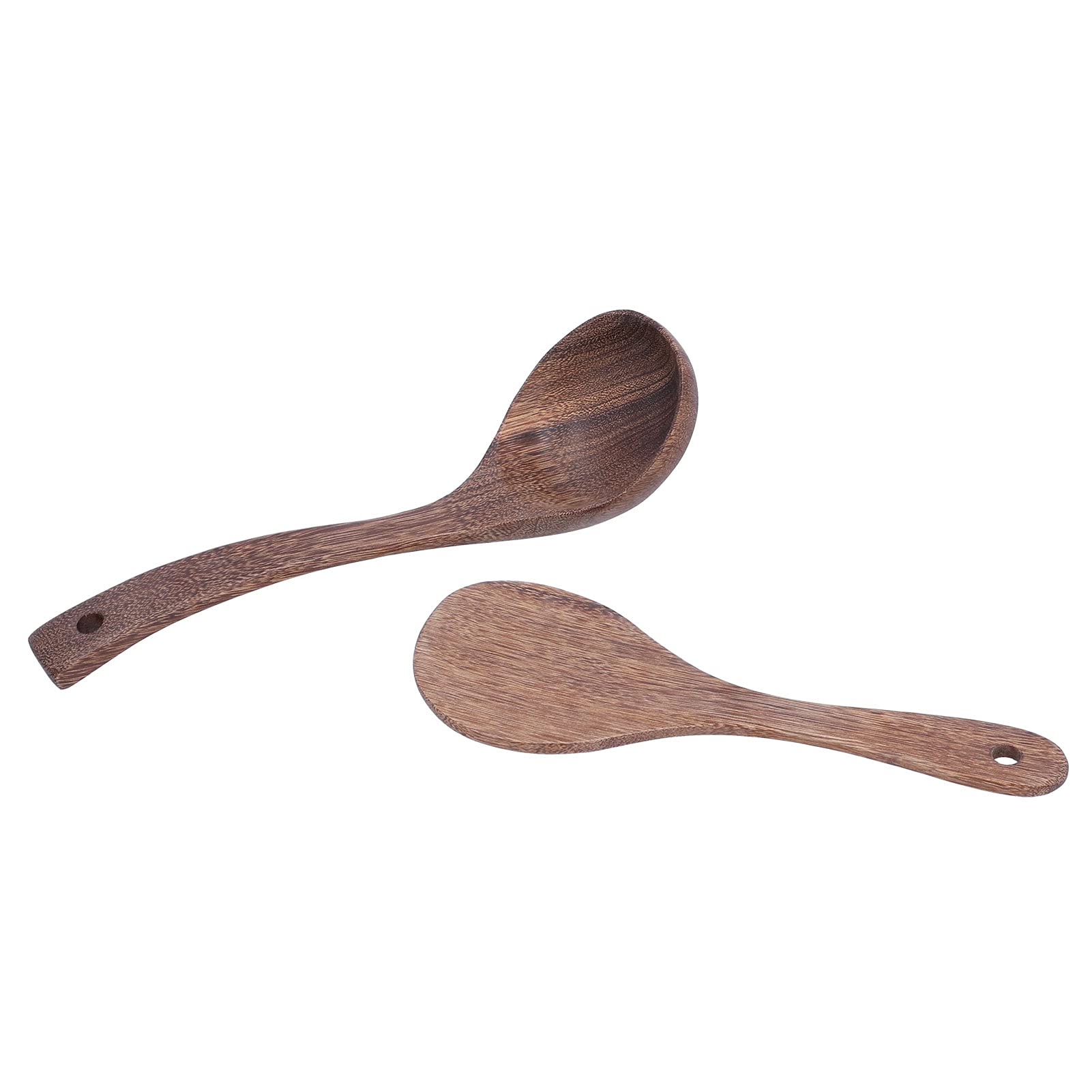 Set di 8 utensili da in legno, strumenti per cucinare con spatola, cucchiaio e paletta, utensili naturali in legno per mescolare, girare e servire, adatti a pentole antiader