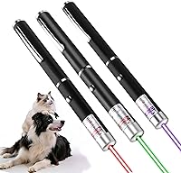 IVVTRYI 3-Pack Cat Laser Pointers - Red Green Purple Beams for Cats, Dogs, Presentations & Stargazing - Safe Portable Toy