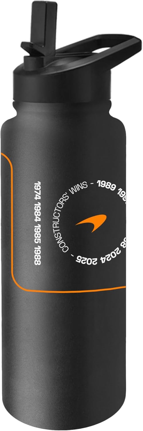 Logo Brands McLaren Formula 1 Team Constructors' Champions 34 oz Quencher Bottle Durable Powder Coat Finish – Officially Licensed Formula 1 Tumbler – Keeps Drinks Cold or Hot for Hours