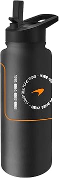 Logo Brands McLaren Formula 1 Team Constructors Champions 34 oz Quencher Bottle Durable Powder Coat Finish Officially Licensed Formula 1 Tumbler Keeps Drinks Cold or Hot for Hours