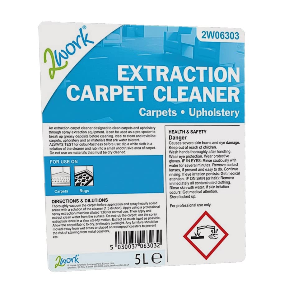 2Work Extraction Carpet Cleaner Concentrate 5 Litre Bulk Bottle 2W06303 - Image 4