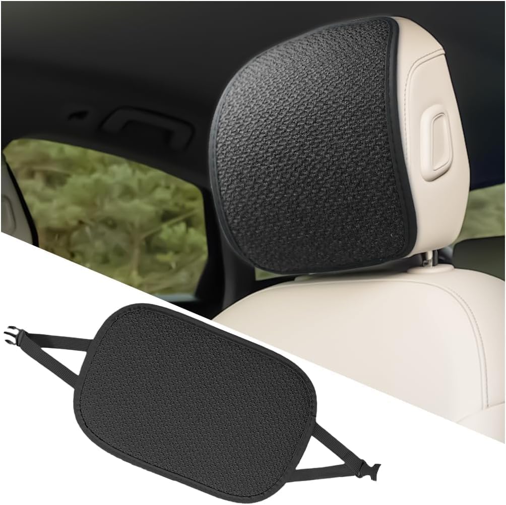 ONEMAJI 2Pcs Car Headrest Covers for Peugeot 3008 E3008 P64 2024 2025, Head Rest Covers Car Seat Head Rest Protector for Auto Front Seat Rest Decoration,Black
