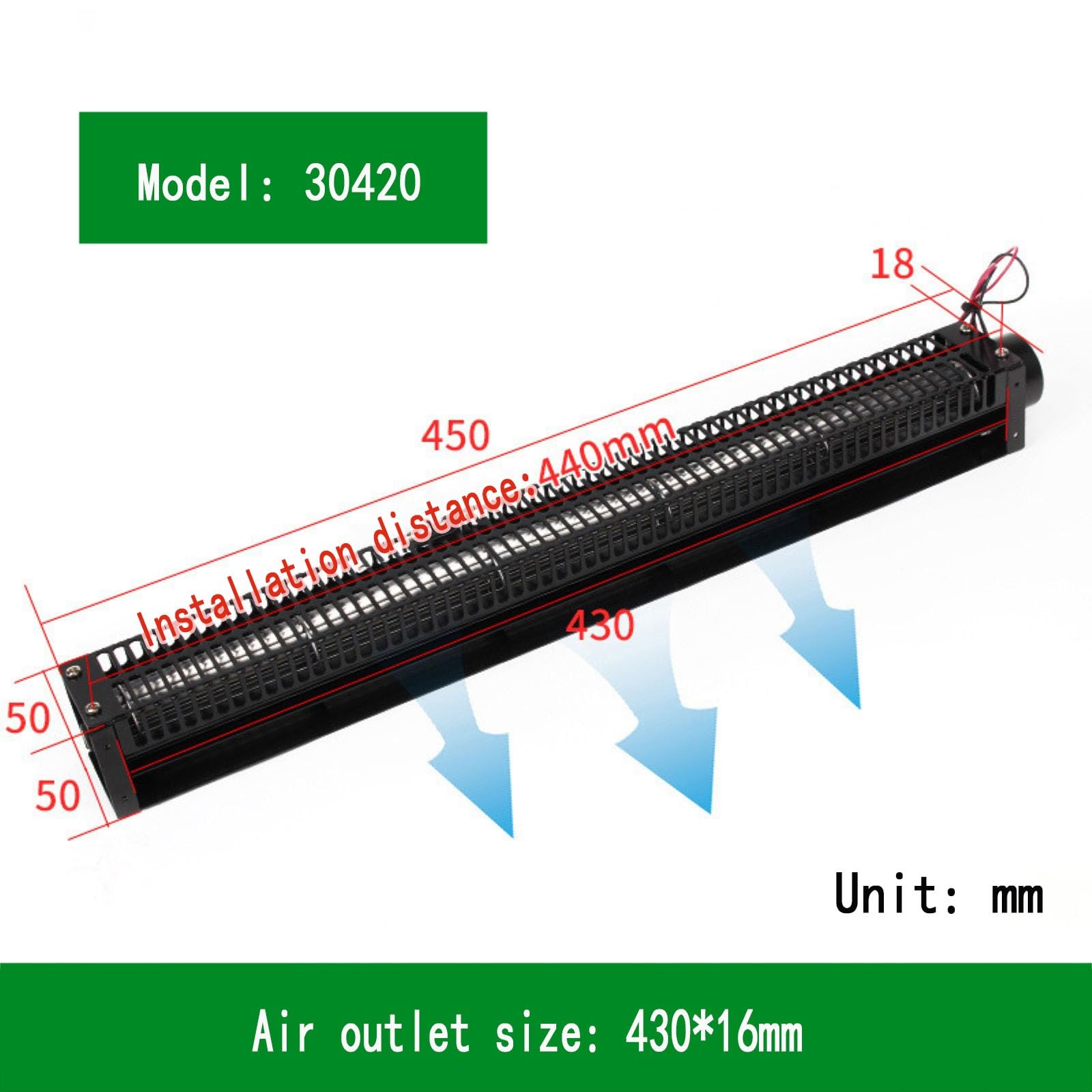 Leiser, energiesparender Querstromlüfter, bürstenloser 12-V-/24-V-Gleichstrommotor, vollständig aus Kupferdraht, breite Luftstromkühlung, tragbar for den Einsatz im Homeoffice und Schlafzimmer(30420,2