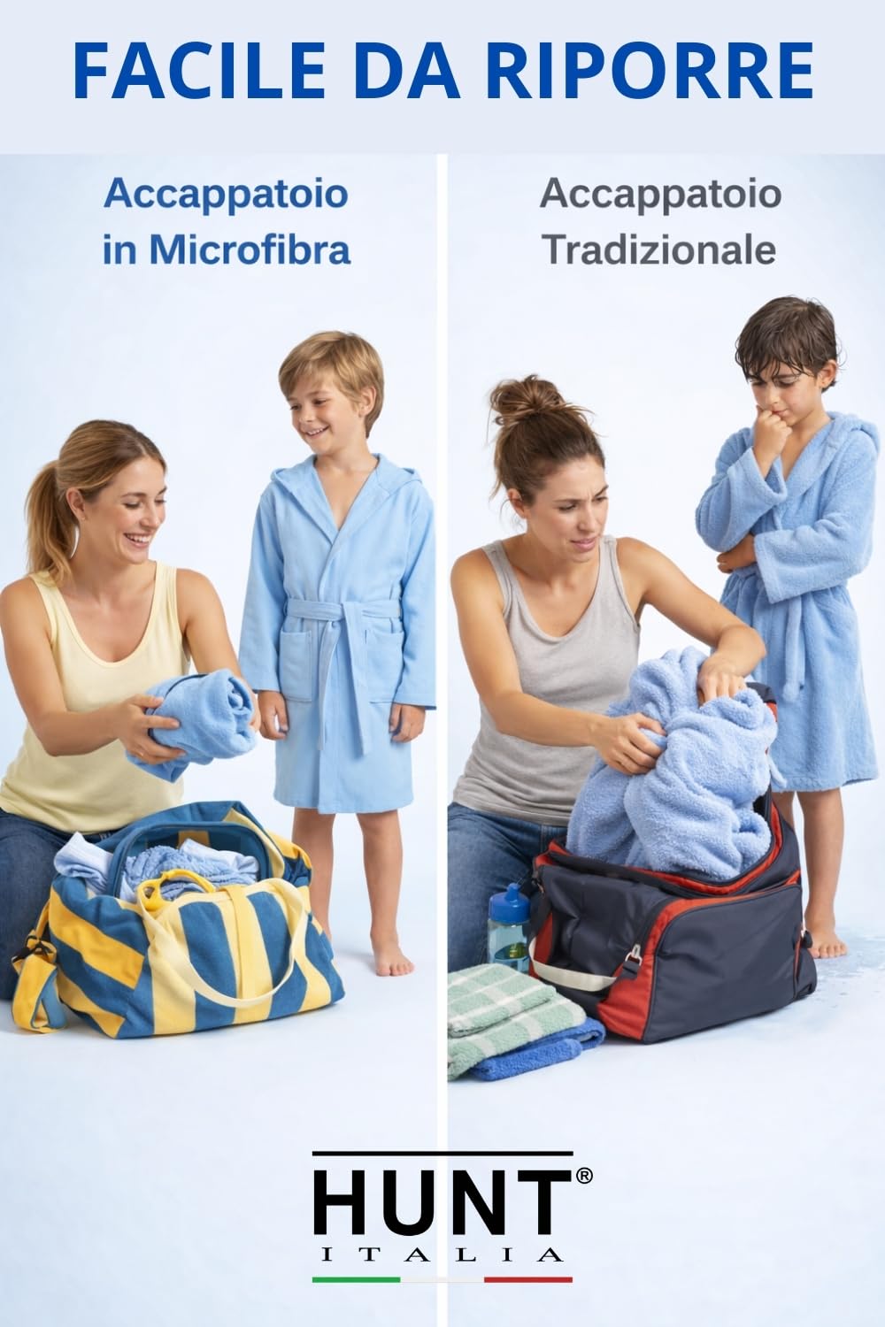 Intimitaly Accappatoio in Microfibra per Bambini, 4-16 Anni, Celeste Fuxia Rosa Blu Elettrico, Asciugatura Rapida, Salvaspazio, Comodo per Valigia e Borsa Sport - 4