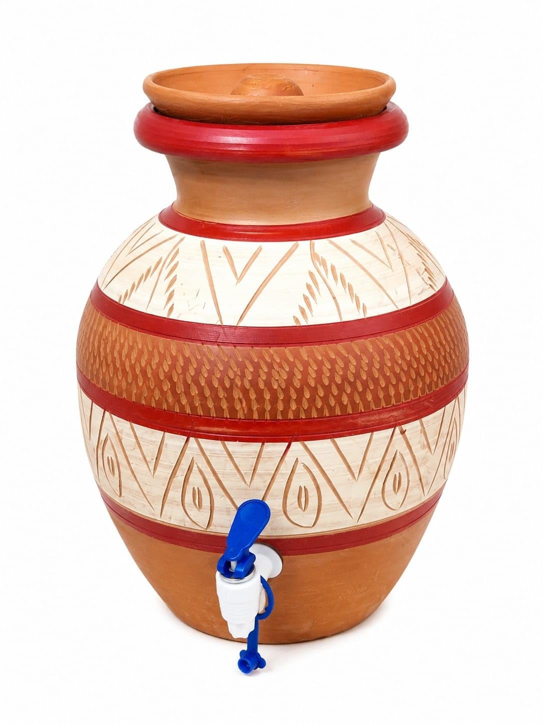 8 L Terracotta Clay Water Dispenser with Tap & Lid | Handmade Natural Earthen Water Pot | Eco-Friendly Clay Matka for Home & Office-image-11