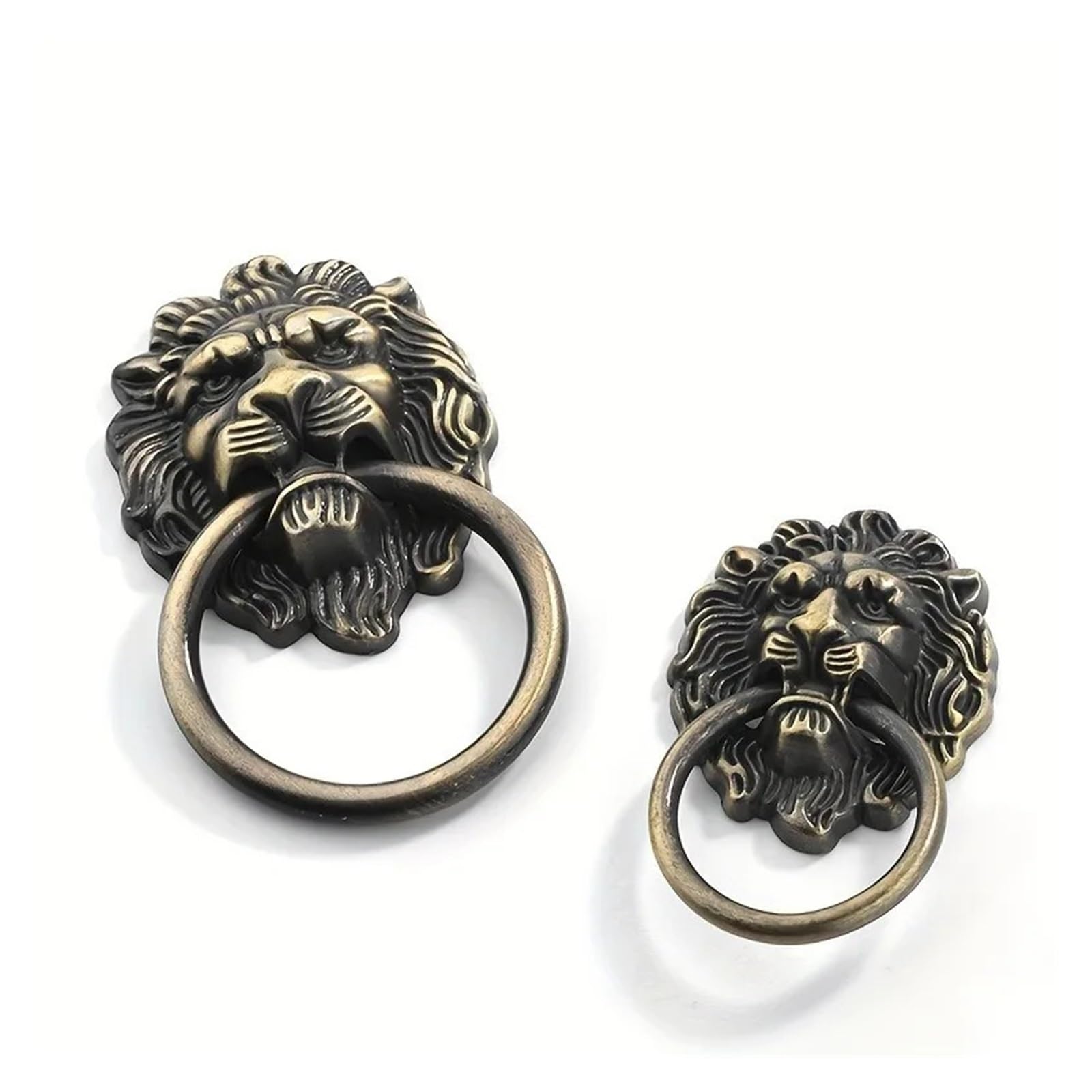 YGMNQAL Drawer Knobs 6 Pcs Antique Lion Head Ring Pull Handles with Installation Hardware - Vintage Style Drawer Pulls for Dresser, Wardrobe