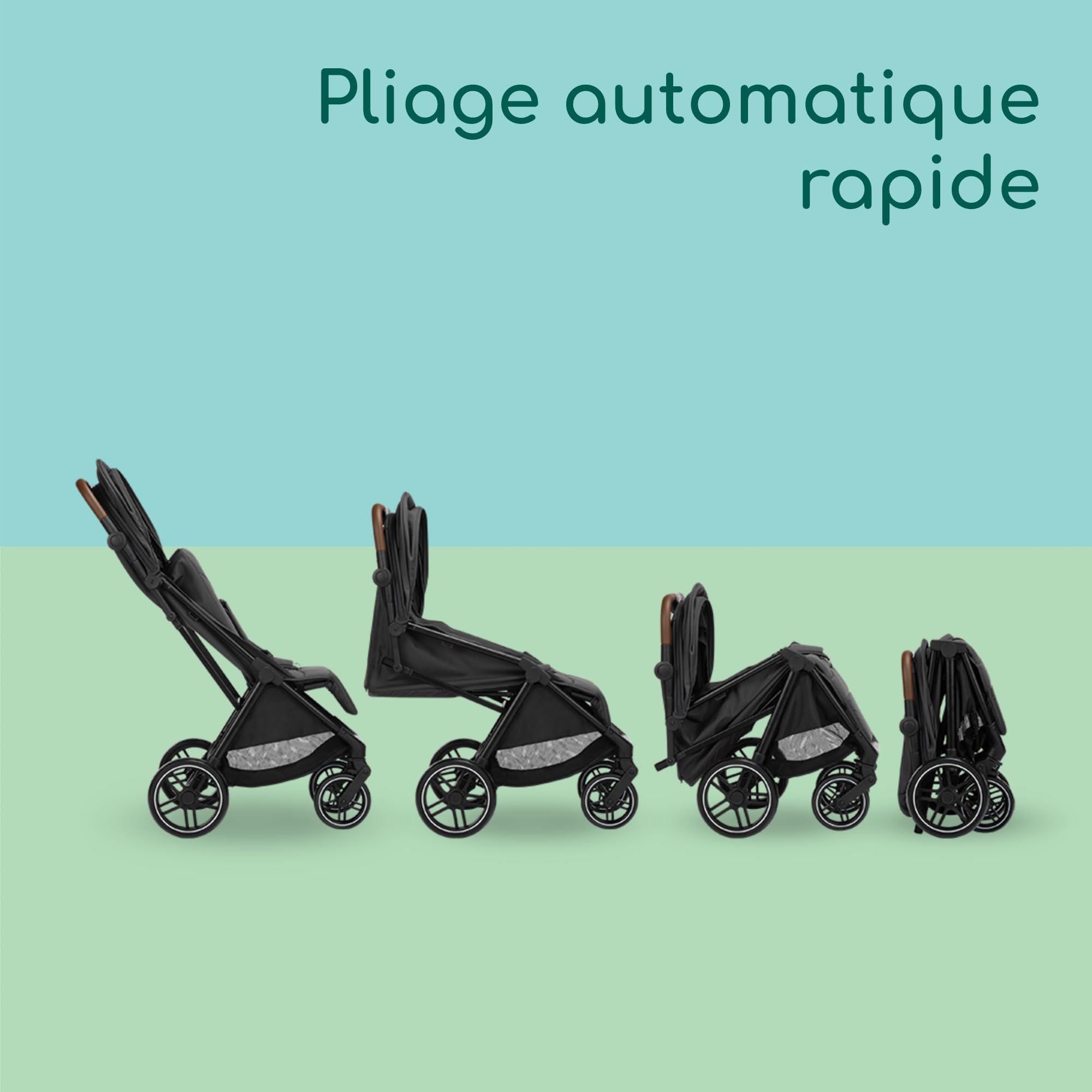 Bebeconfort Indra, Poussette, 0-4 ans, Poussette Compacte & Pliable, Automatique Rapide, Suspension Intégrée, Position Couchée, Housse Pluie Incluse, Compatible Sièges Auto, Mineral Graphite