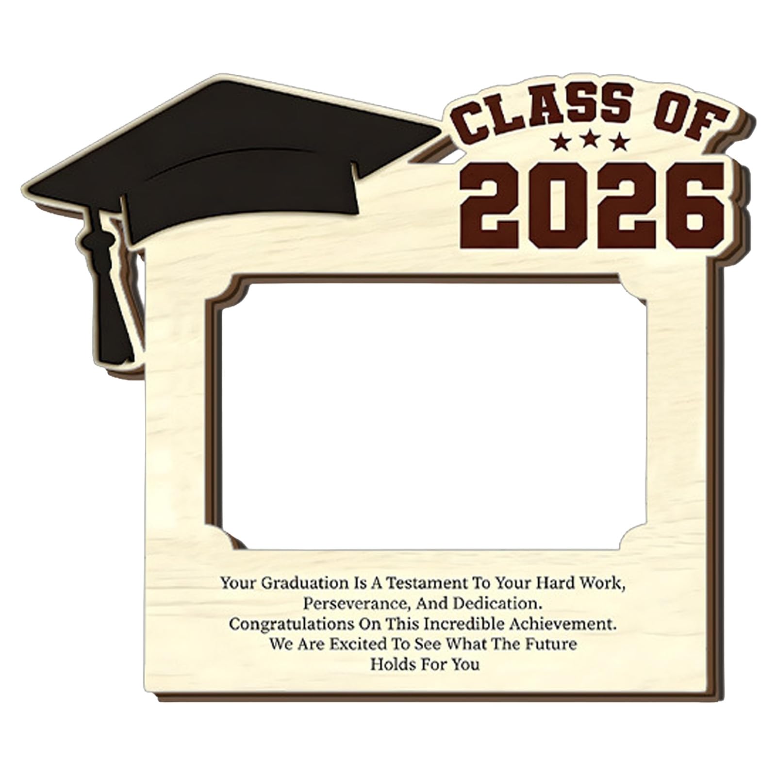 Pasisuu Graduation Photo Frame – Class of 2026 Wooden Frame with Bachelor Cap Design, Solid Wood Commemorative Keepsake for Graduates G