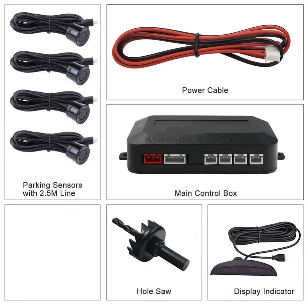 Kit sensori parcheggio Kit di sensori parcheggio auto radar retromarcia, allarme acustico, promemoria