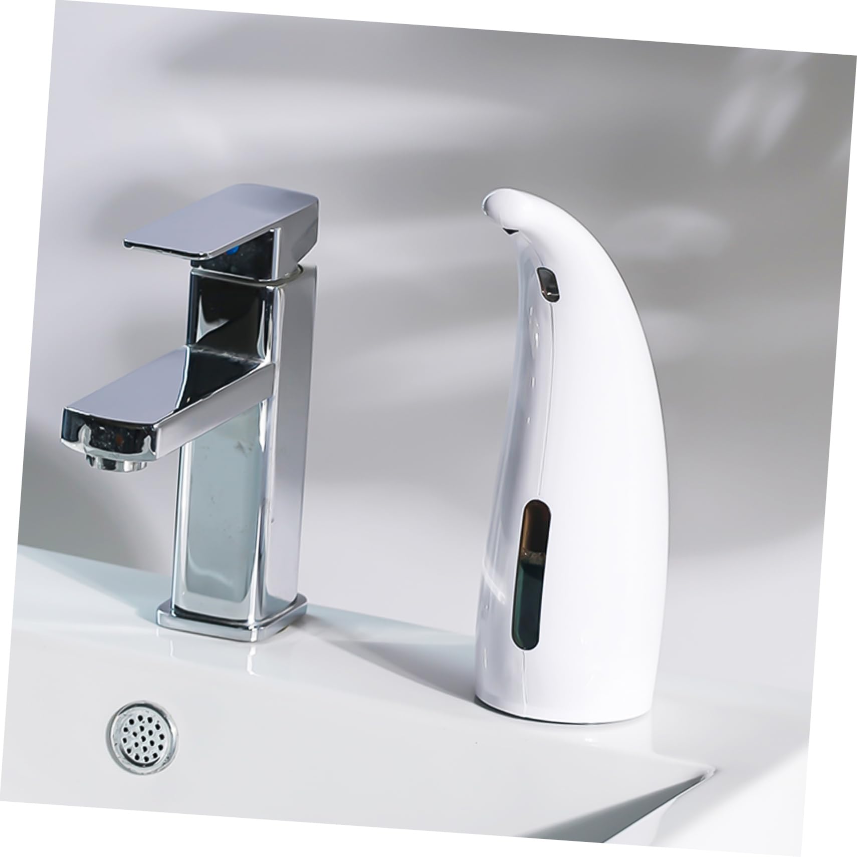 GLEAVI Dispenser Bianco Touchless Sensore Infrarossi Dosatore per Cucina e Bagno Funzionamento Batteria Facile da Installare