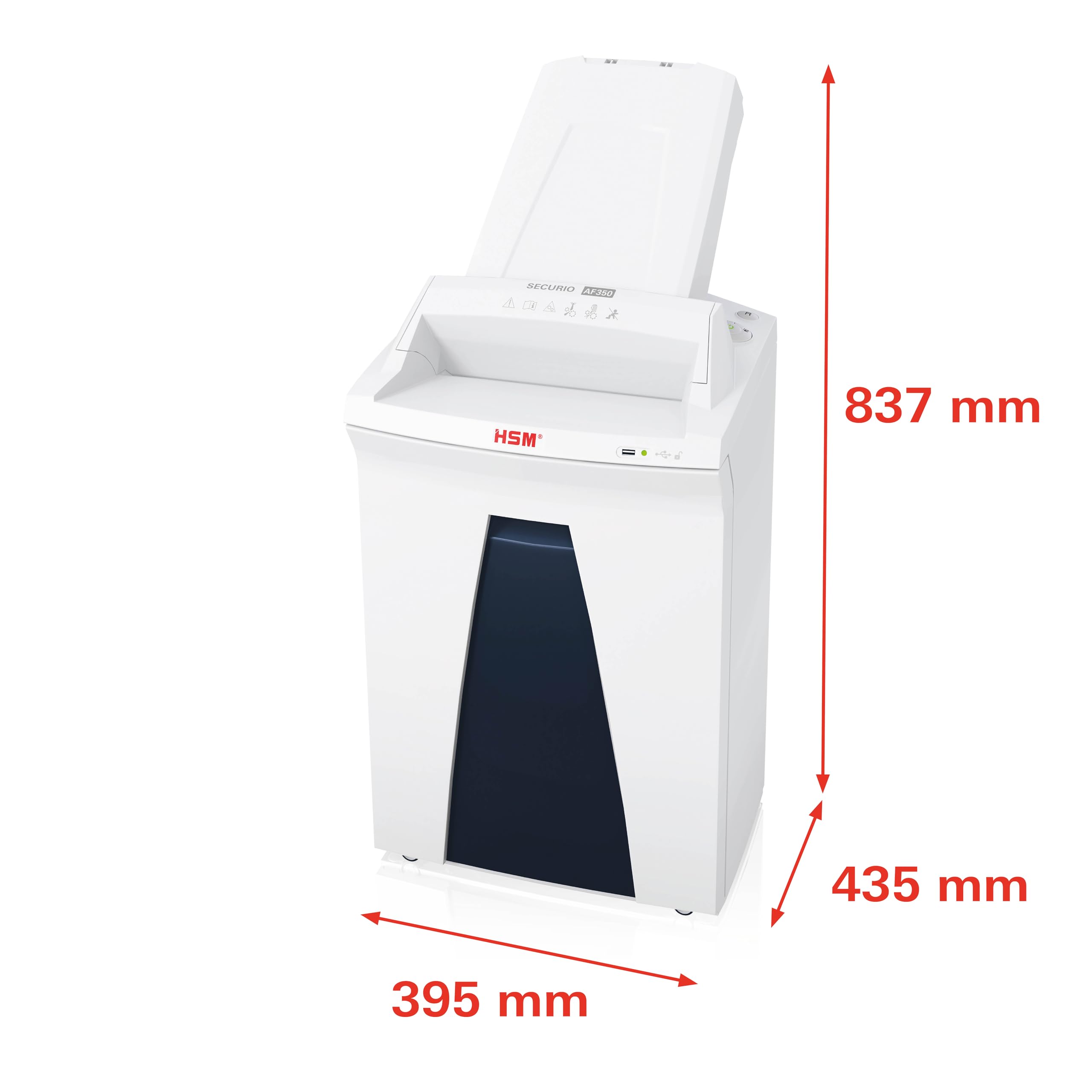 HSM SECURIO AF350 Office Autofeed niszczarka dokumentów, poziom bezpieczeństwa P4, cięcie cząstek, 350 arkuszy automatycznie, zgodna z RODO
