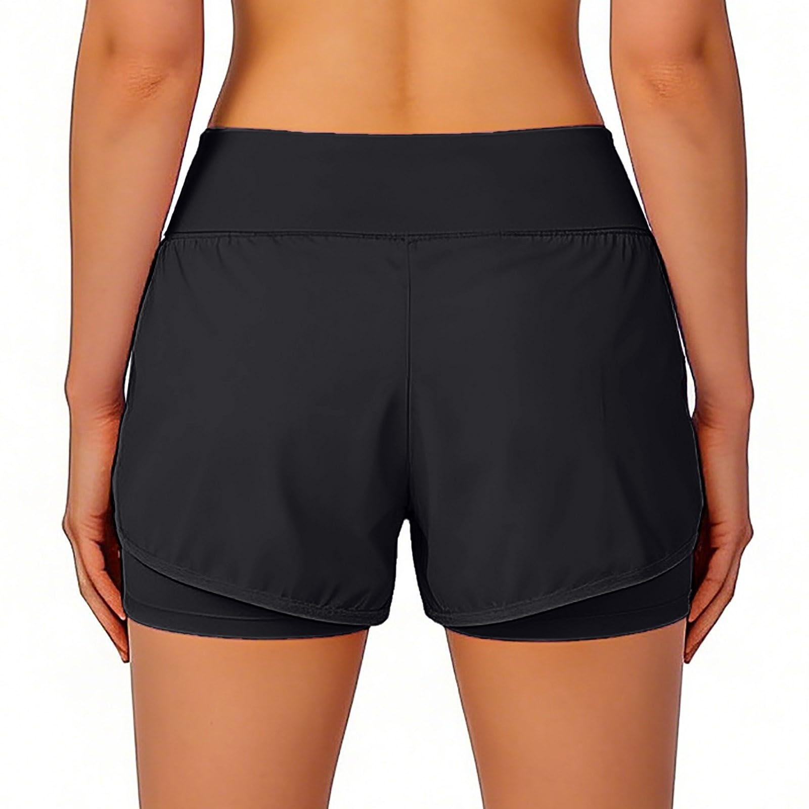 Generisch Damen 2-in-1 Sport-Shorts mit integrierter Innenhose - Funktionale Laufshorts mit praktischer Handytasche | Kurze Hose für Fitness, Yoga und Laufen